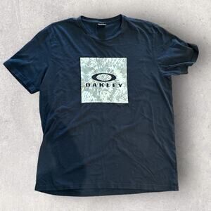 Oakley Regular Fit Box Tye Dye Logo Black Grey Tee T-Shirt Men's Size Large